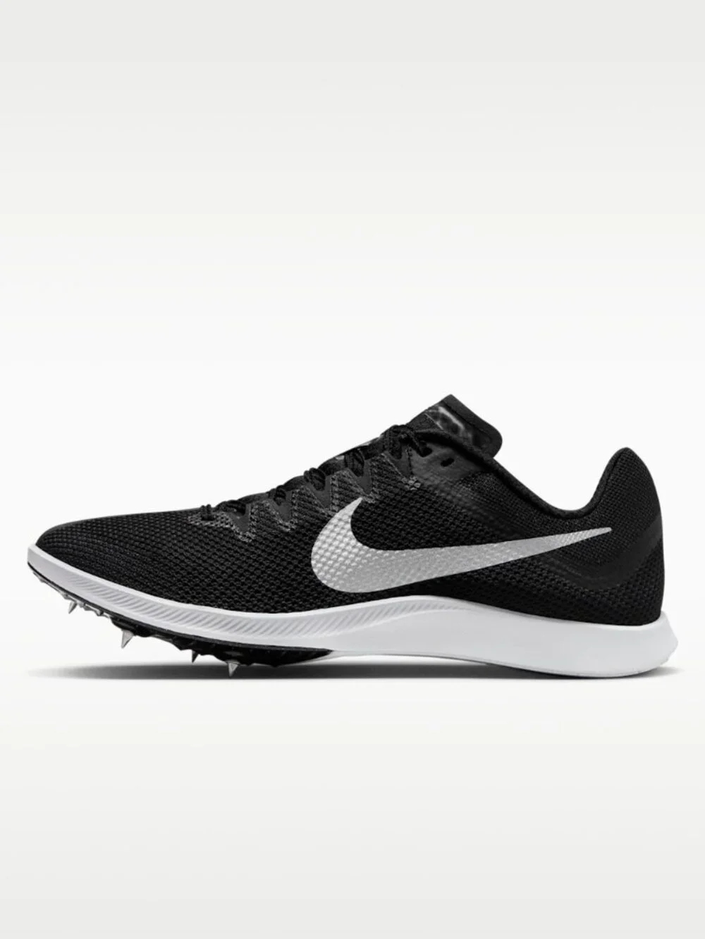 Nike Rival Distance Track & Field Black Silver Swoosh Athletic Spike Shoes 6